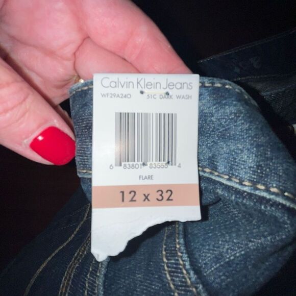 Calvin Klein flare leg blue jeans 12 NWT - Picture 6 of 7